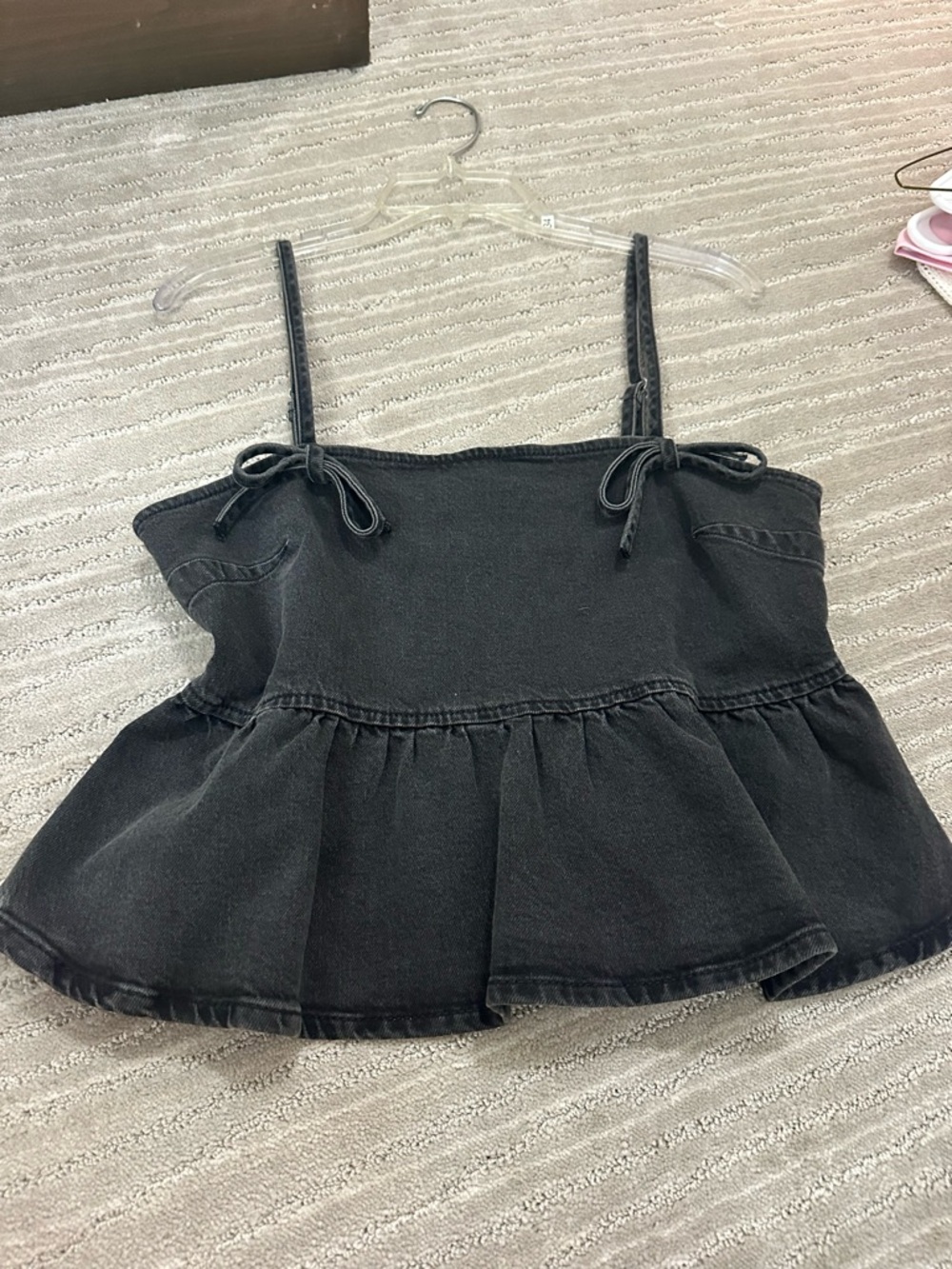 Black Denim Cropped Tank Top